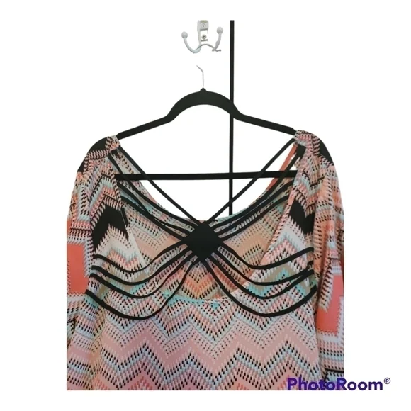 Maurices western boho style blouse zig zag print size 2X (2) - Picture 3 of 7